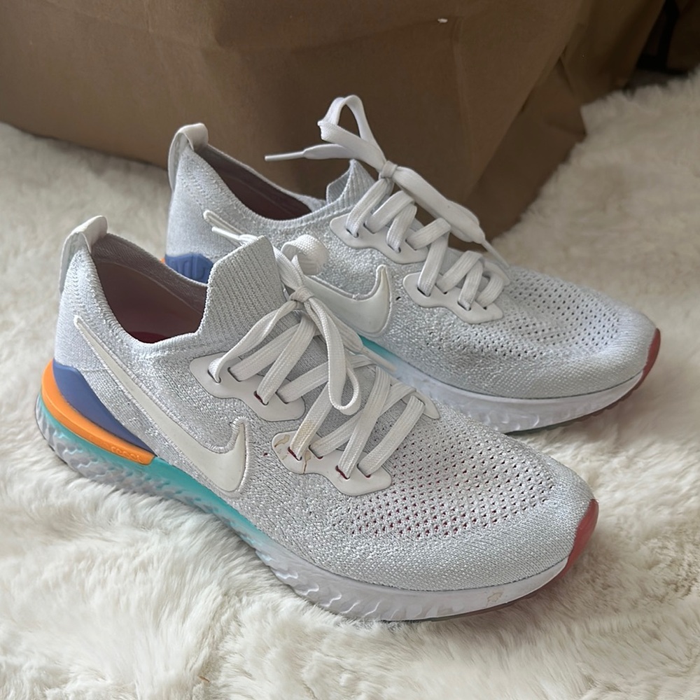 Nike White and Gray Running Shoes